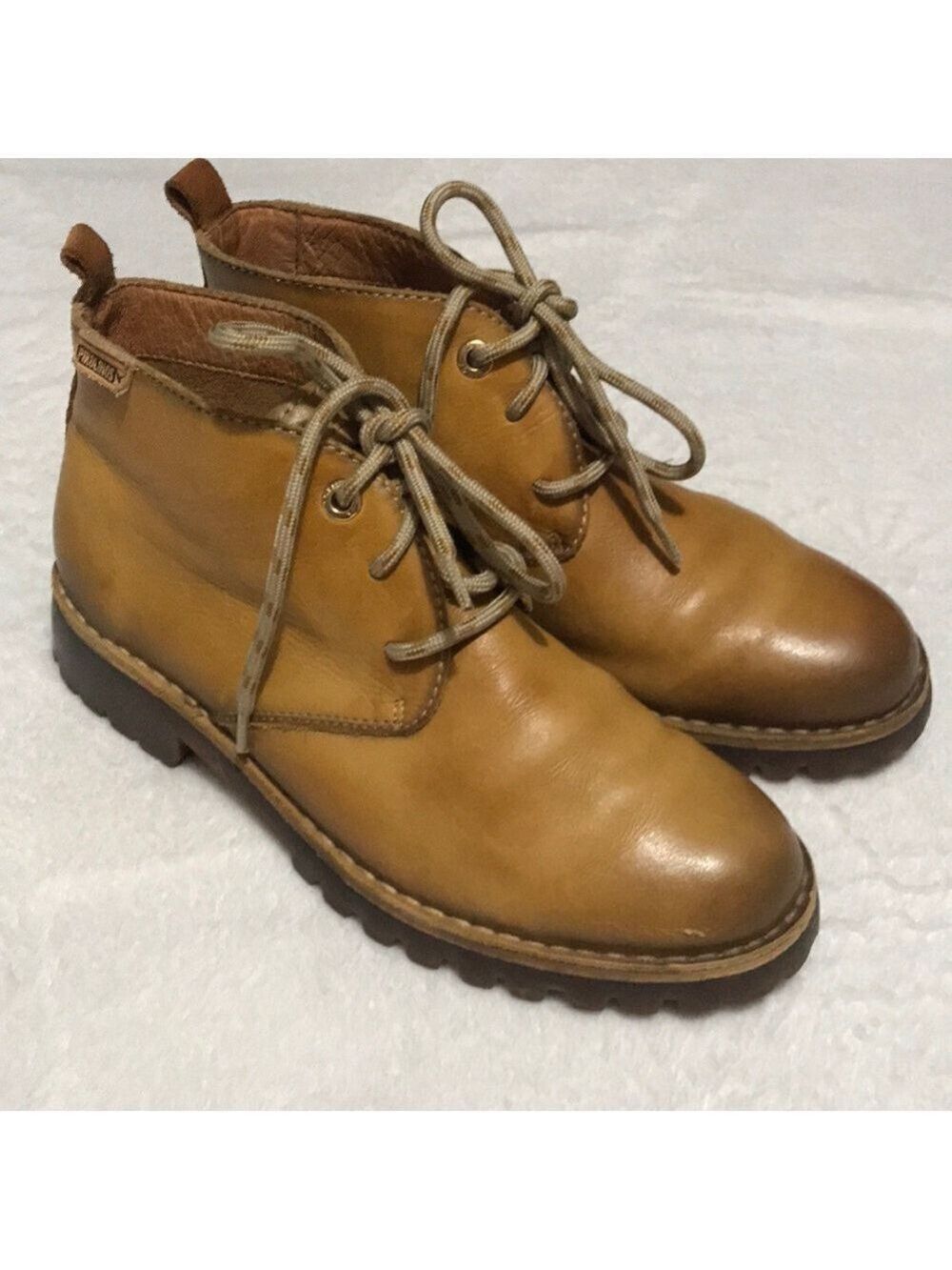 Pikolinos Women’s Tan Leather Lace-Up Ankle Boots Sz 6.5M
